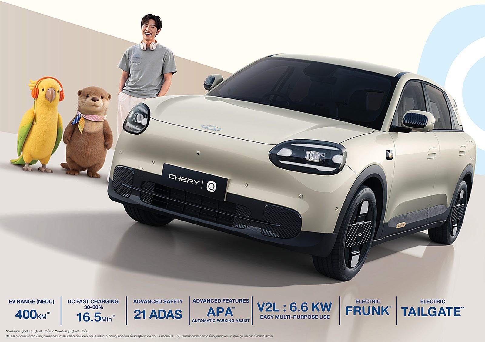 CHERY Q 2026 เคาะราคาเริ่ม 469,900 บาท เขย่าตลาด EV เคลมวิ่ง 400 กม./ชาร์จ มีจอดรถอัตโนมัติ