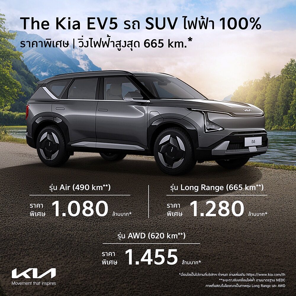 ภาพโปรโมชันราคา The Kia EV5 แคมเปญ Kia มิถุนายน 2026
