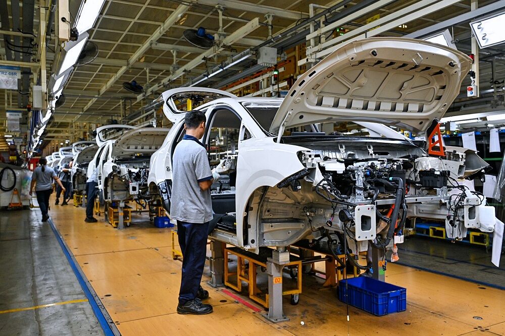 NEW MG URBAN 2026 production line with body shells awaiting assembly