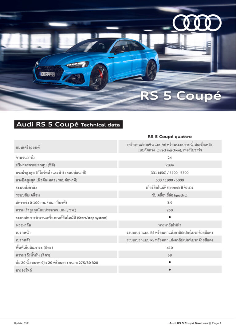 Audi RS 5 Coupe (F5 2017) - ภาพสเป็กชีท