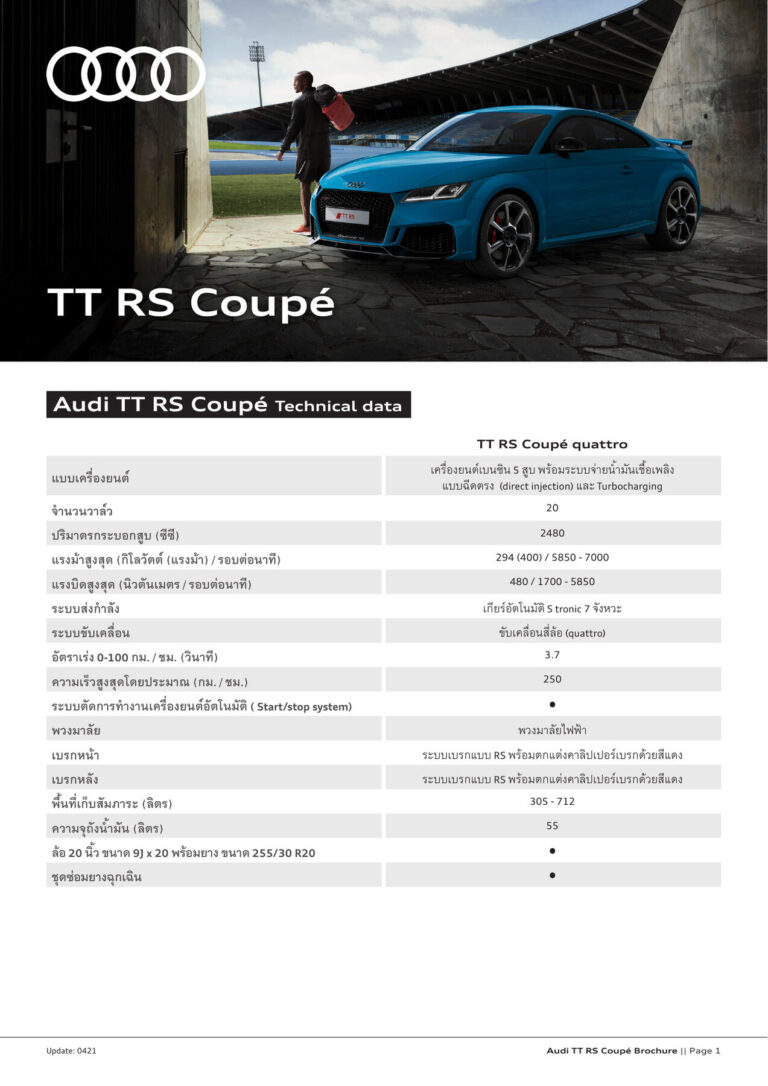 Audi TT RS Coupe (8S 2016) - ภาพสเป็กชีท