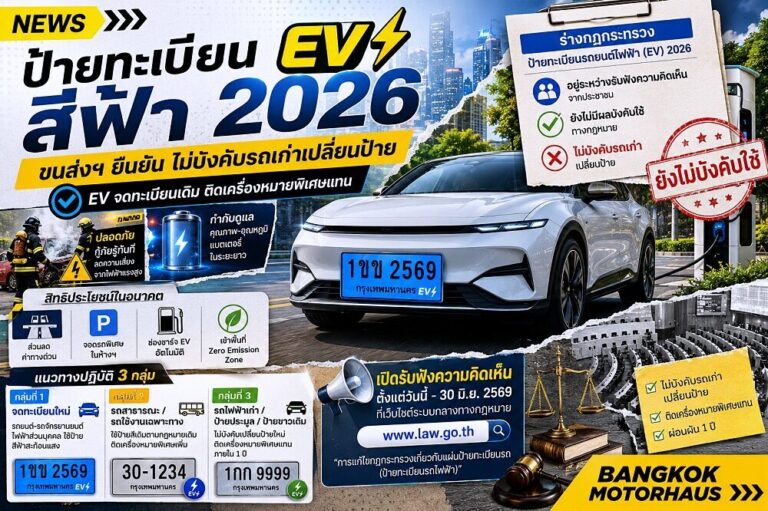 ขนส่งฯ แจงร่างป้ายทะเบียน EV 2026 สีฟ้า ไม่บังคับรถเก่าเปลี่ยนป้าย