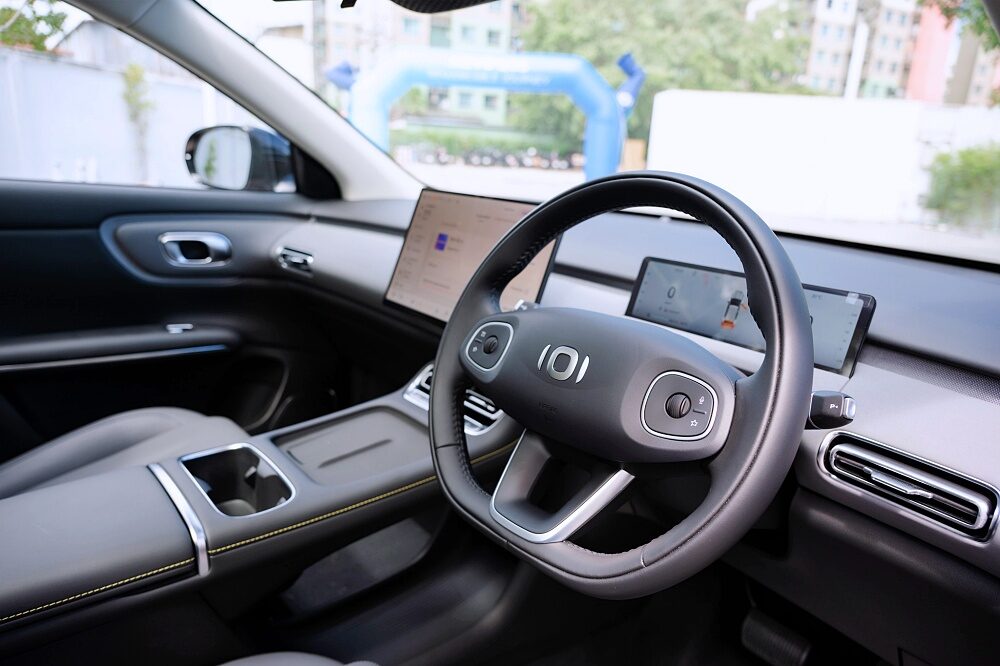CHANGAN NEVO Q05 2026 front cabin with steering wheel and infotainment screen