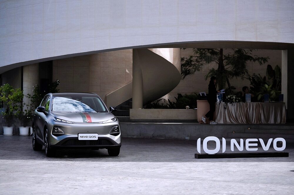 Dark CHANGAN NEVO Q05 2026 displayed at the delivery venue
