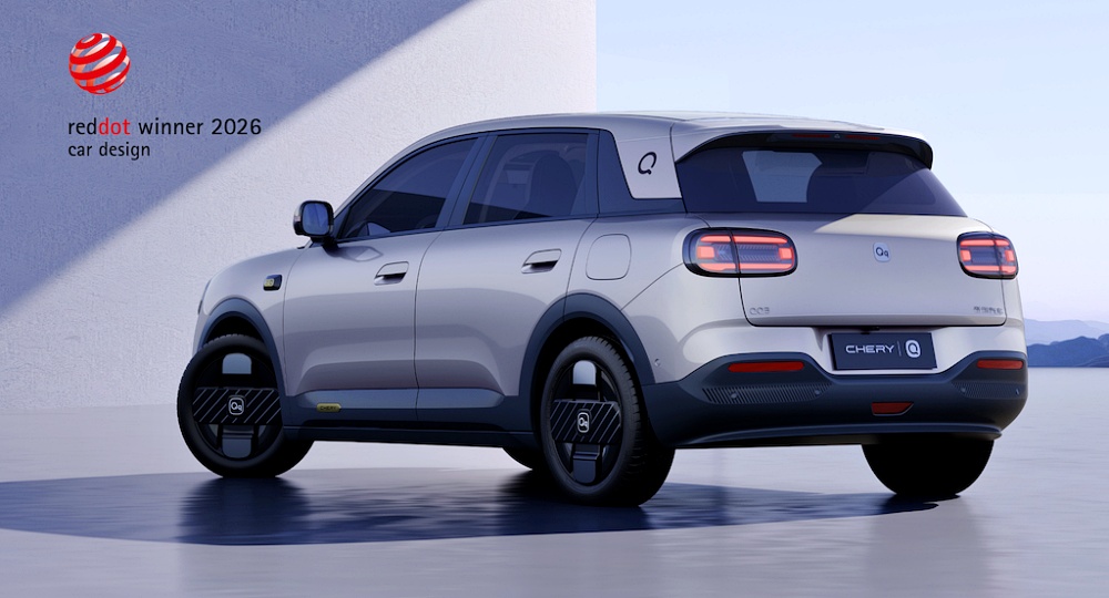 Chery Q 2026 มุมมองท้ายเฉียงโชว์ตัวถังทรง Square-Circle