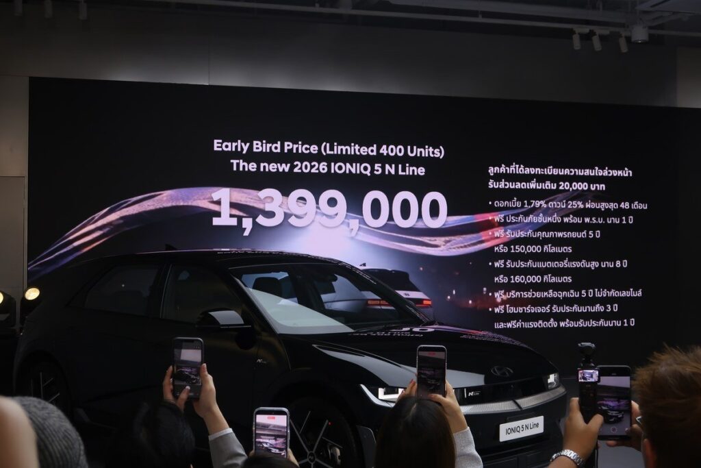 สไลด์ราคาพิเศษช่วงเปิดตัว 1.399 ล้านบาทของ Hyundai IONIQ 5 N Line 2026