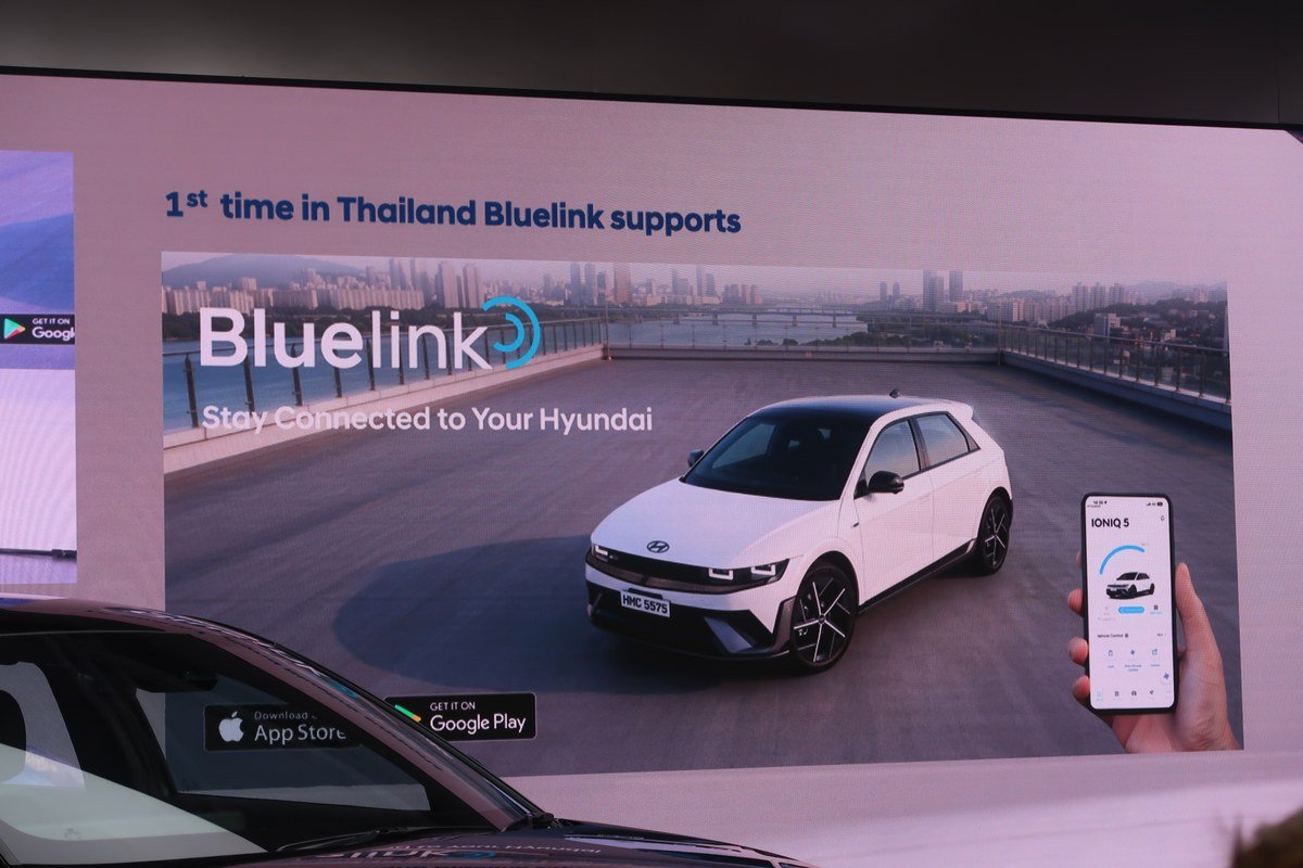 สไลด์ระบบ Hyundai Bluelink Connected Car Services ในงานเปิดตัว