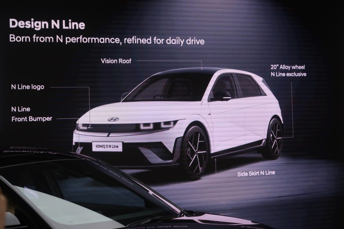 สไลด์ดีไซน์ด้านหน้าของ Hyundai IONIQ 5 N Line 2026