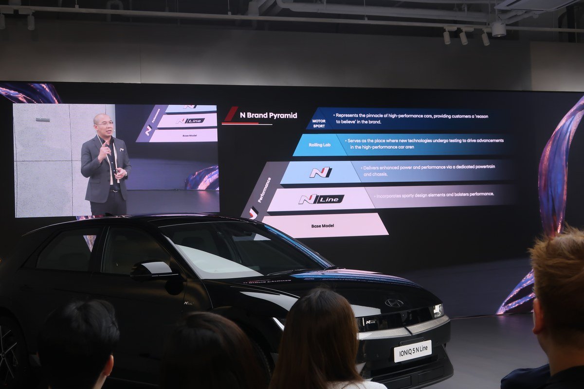 บรรยากาศการนำเสนอข้อมูลบนเวที Hyundai IONIQ 5 N Line 2026