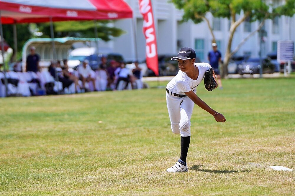 Thailand U12 youth baseball player practices pitching
