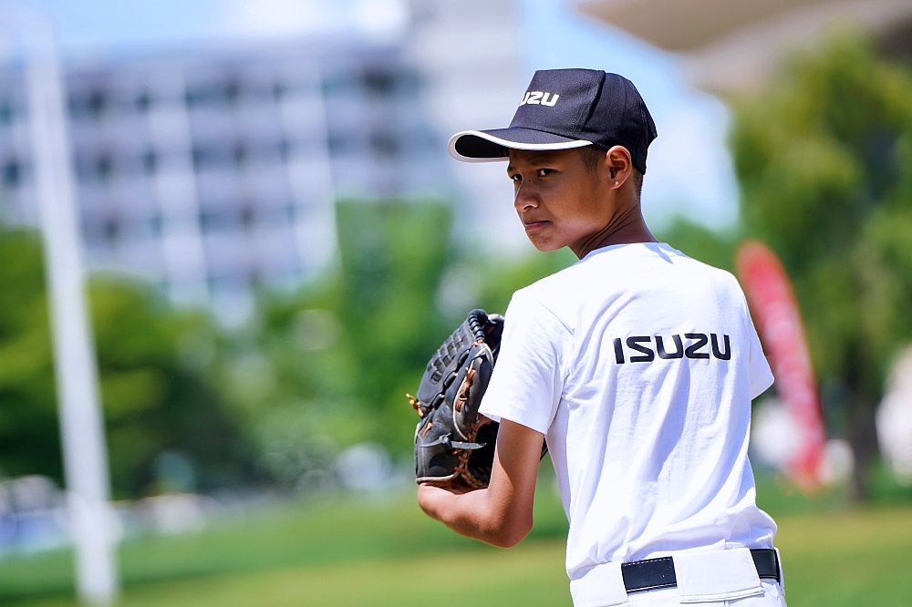 Thailand U12 youth baseball player on the field during training