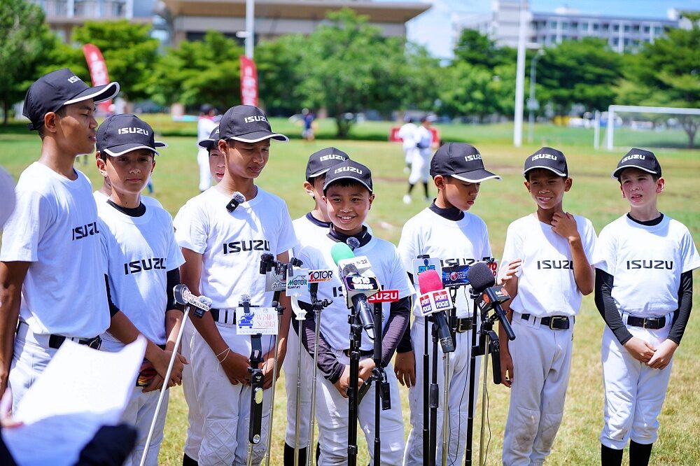 Thailand U12 youth baseball representatives speak with media