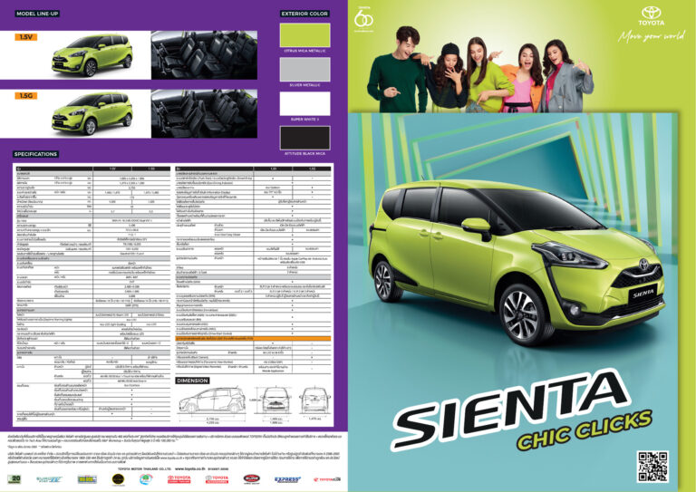 Toyota Sienta (2nd Gen 2015) - ภาพสเป็กชีท
