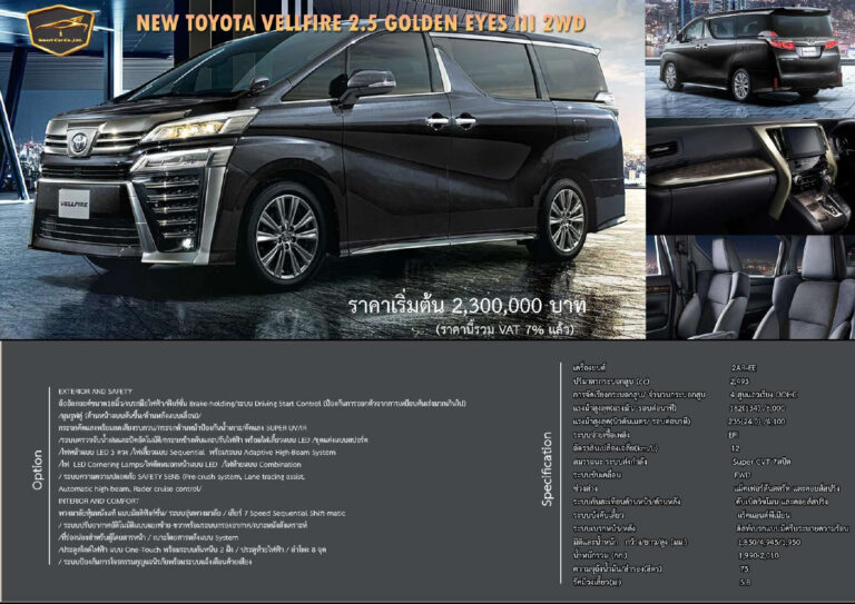 Toyota Vellfire (AH30 2015) - ภาพสเป็กชีท