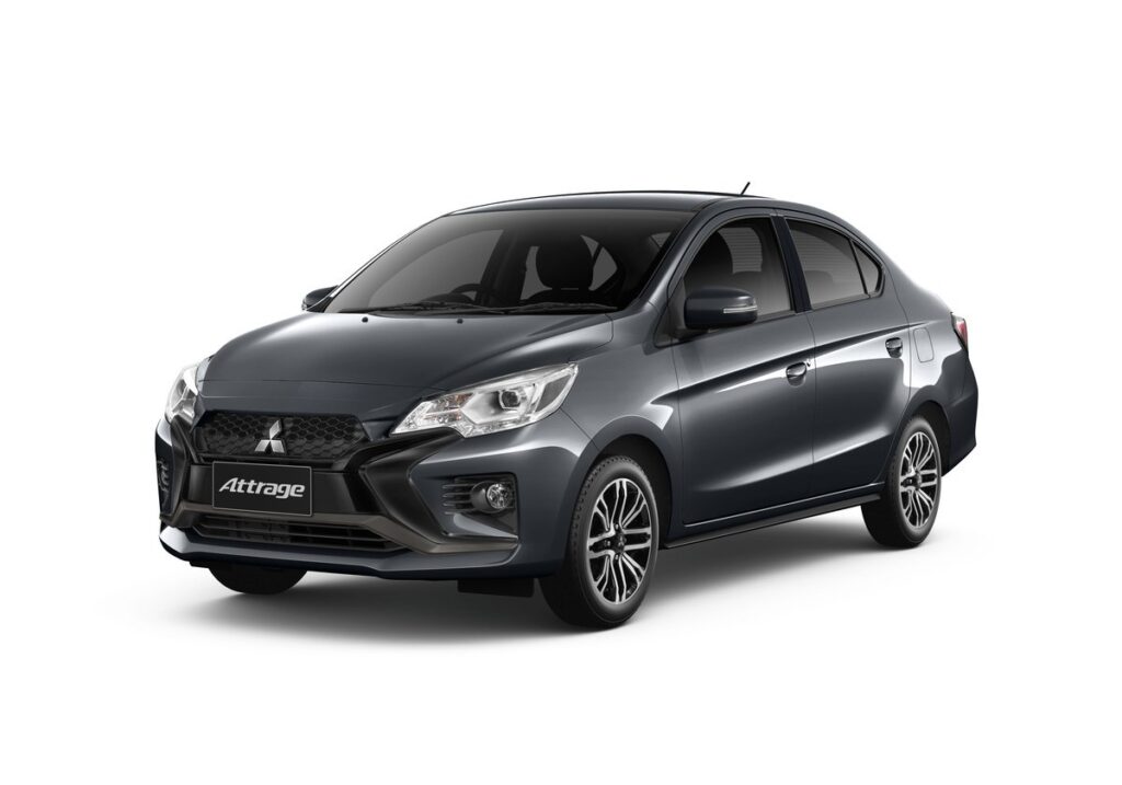 Mitsubishi Attrage 2026 สี Graphite Grey มุมหน้าซ้าย