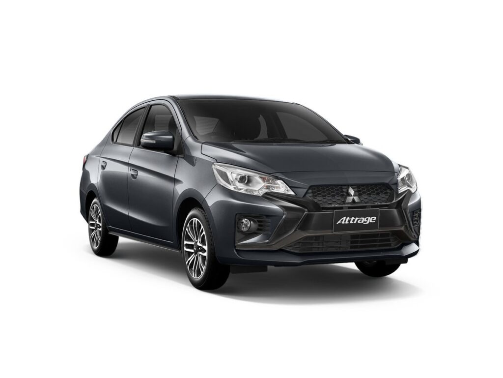 Mitsubishi Attrage 2026 สี Graphite Grey มุมหน้าขวา