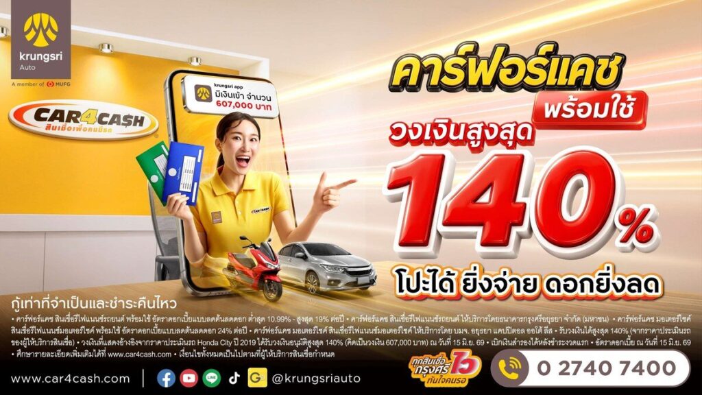 คาร์ฟอร์แคช พร้อมใช้ 2026 วงเงินสูงสุด 140%