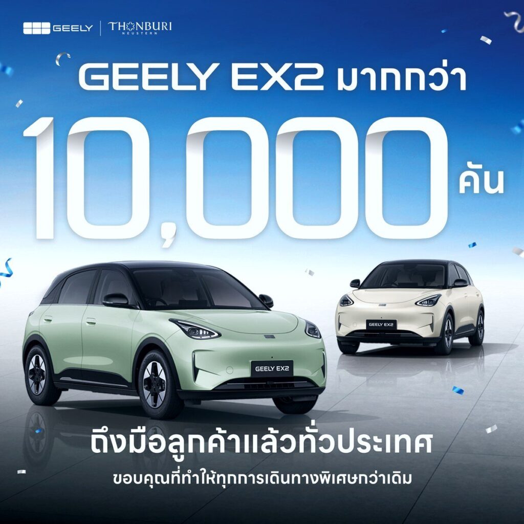 ธนบุรีนอยสเติน ฉลองส่งมอบ GEELY EX2 ทะลุ 10,000 คัน พร้อมเดินหน้าขยายโชว์รูม 80 แห่งทั่วประเทศ (ปก)