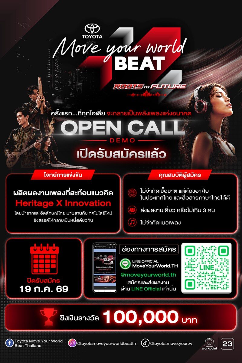 Toyota Move Your World BEAT 2026 Open Call เปิดรับสมัครแล้ว