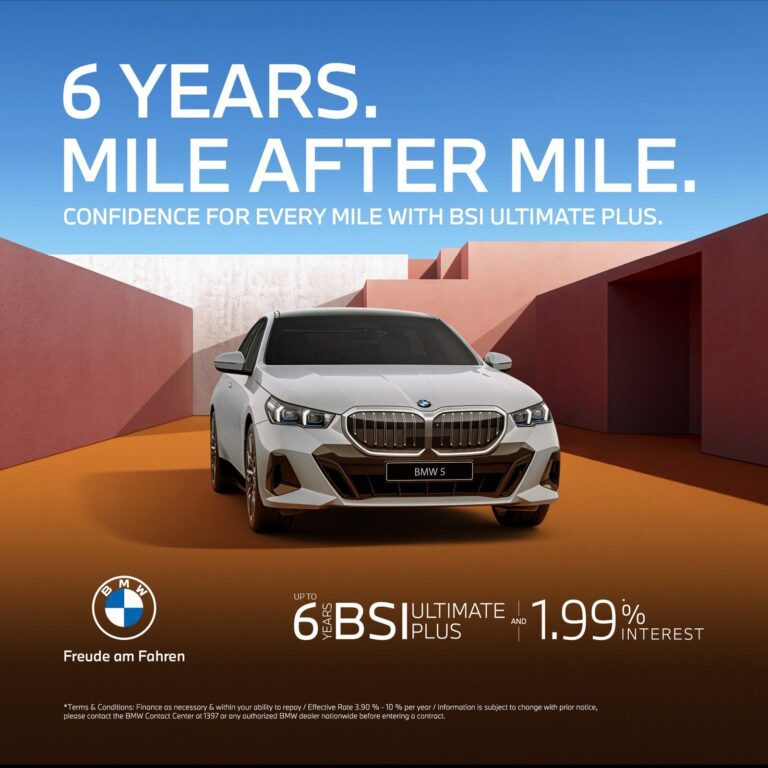 บีเอ็มดับเบิลยู ประเทศไทย ส่งแคมเปญใหญ่ “6 YEARS. MILE AFTER MILE.” อัปเกรด BSI นาน 6 ปี ดอกเบี้ยเริ่ม 1.99% ครอบคลุม Series 3, Series 5, X3 และ X4