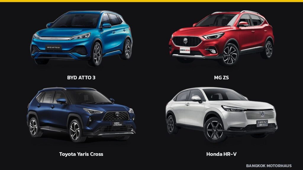 SUV ราคาไม่เกิน 1 ล้านบาท BYD ATTO 3, MG ZS, Toyota Yaris Cross และ Honda HR-V