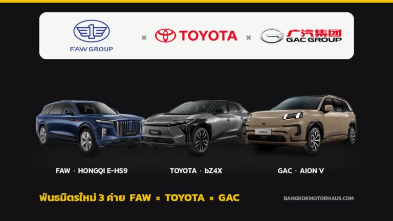 FAW, Toyota และ GAC ลงนามกรอบพันธมิตรเชิงกลยุทธ์ 3 ค่าย GAC เตรียมซื้อหุ้น 50% ใน FAW Toyota จาก FAW