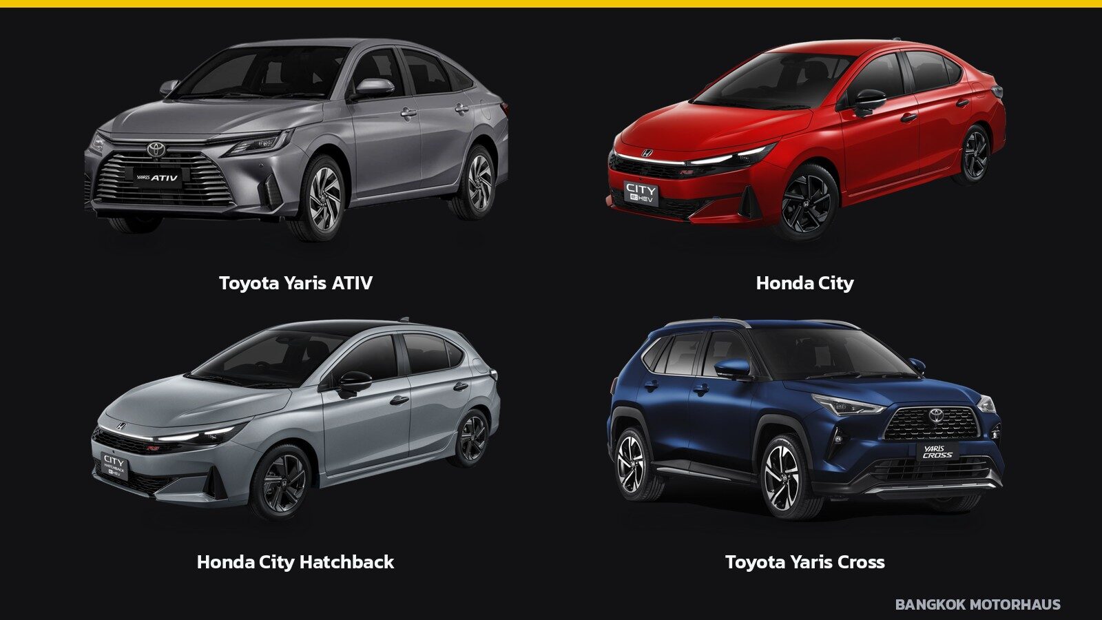 ภาพรถ Toyota Yaris ATIV, Honda City, Honda City Hatchback, Toyota Yaris Cross