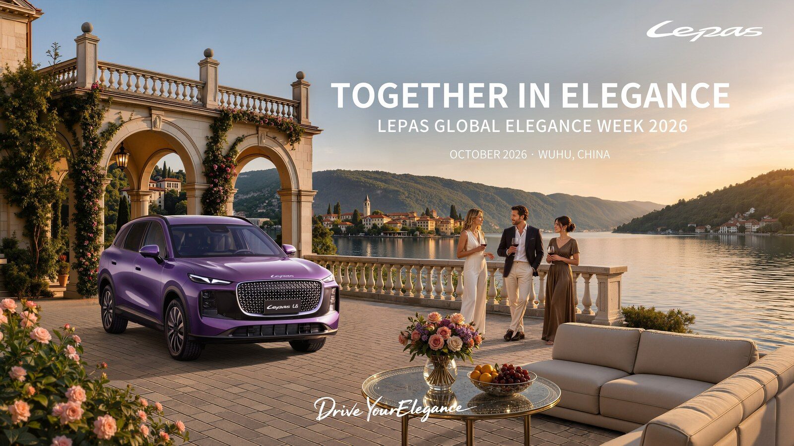ภาพโปสเตอร์ TOGETHER IN ELEGANCE LEPAS Global Elegance Week 2026 ตุลาคม 2026 อู๋หู ประเทศจีน