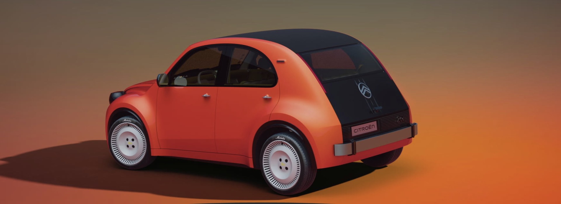 Citroen 2 CV Concept มุมด้านหลัง หลังคาผ้าใบสีดำ ไฟท้ายแนวตั้ง