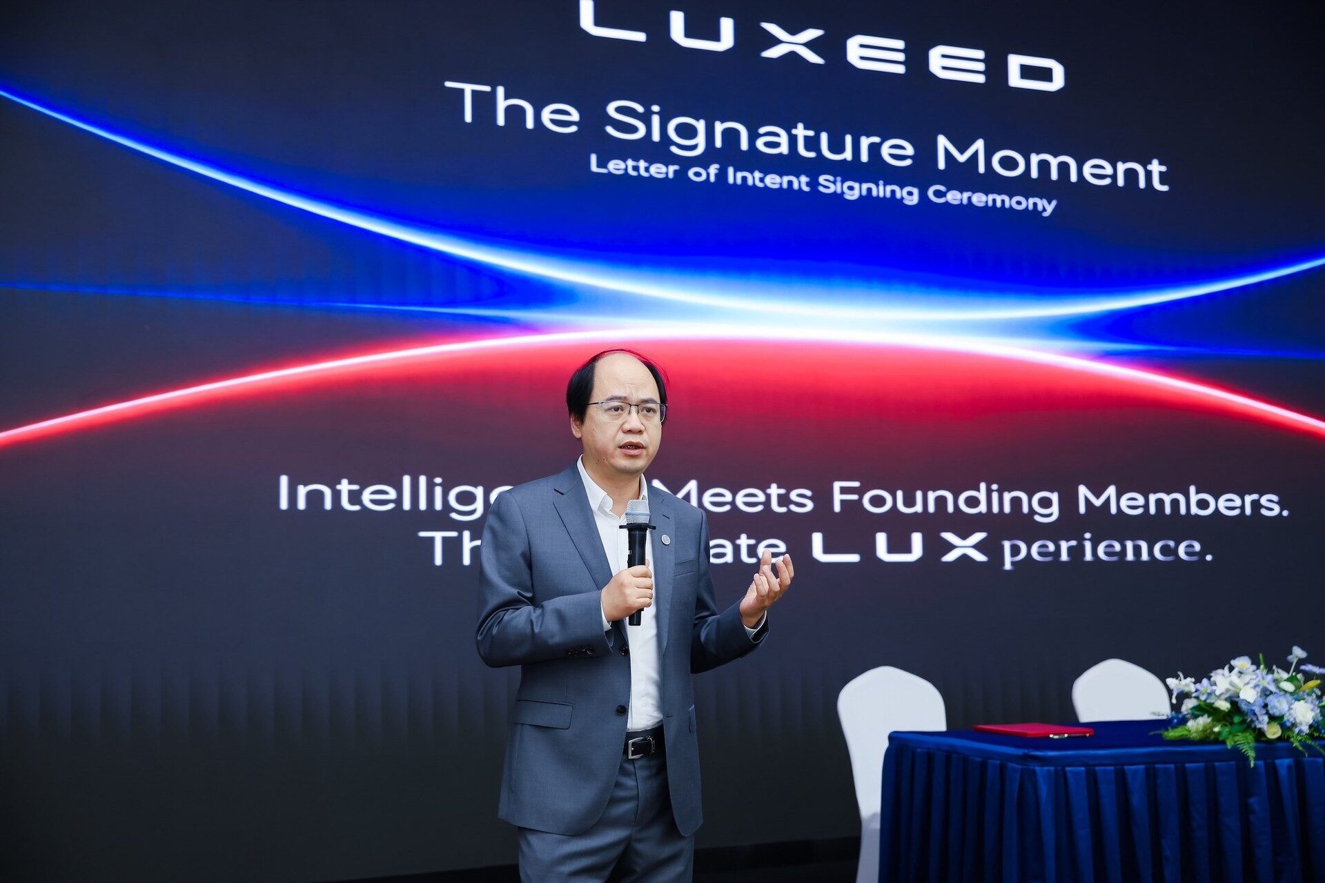 มร. เฉิน ฉุน ชิง รองประธานบริหาร Chery International กล่าวในพิธีลงนาม LUXEED