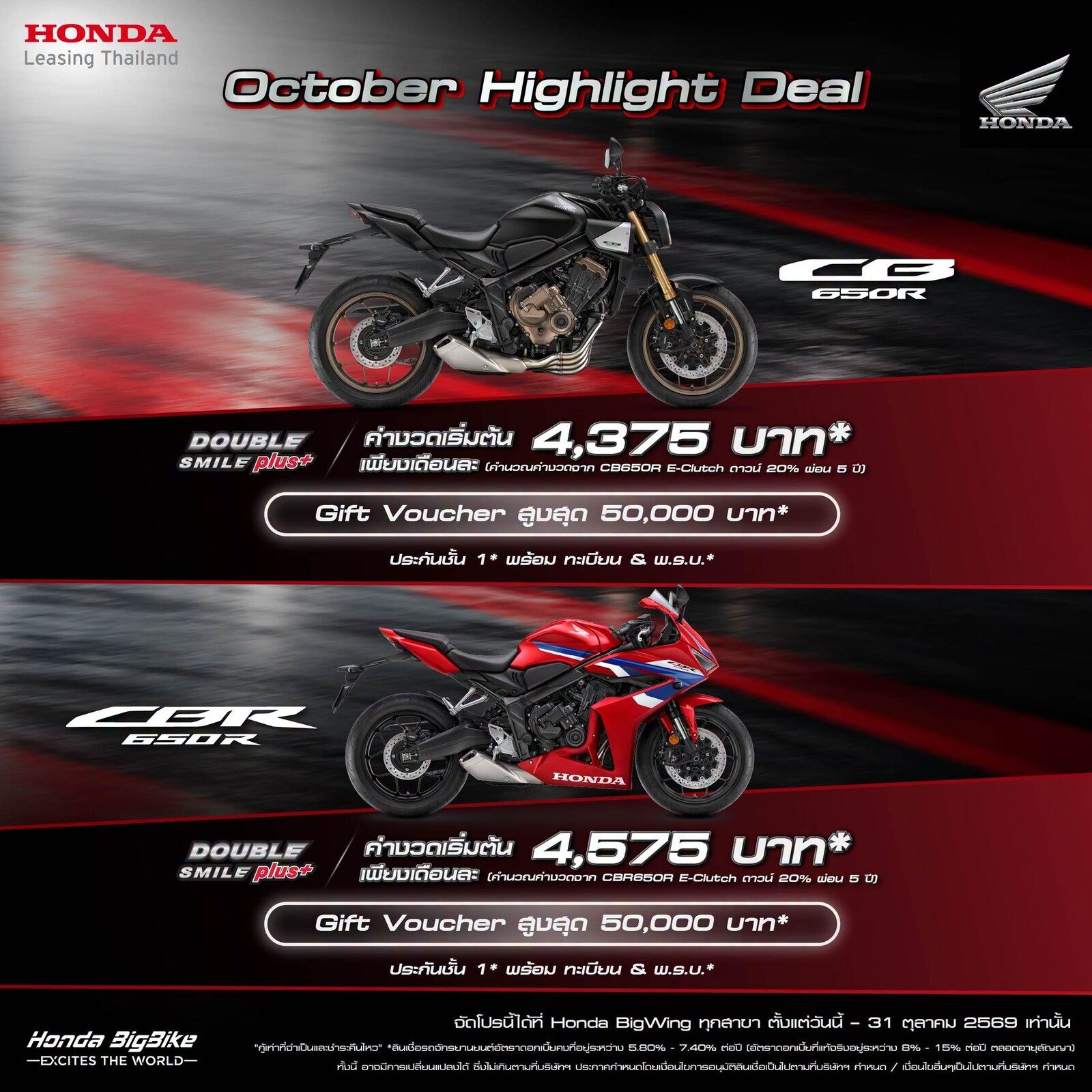 โปรโมชัน Honda CB650R E-Clutch และ CBR650R E-Clutch