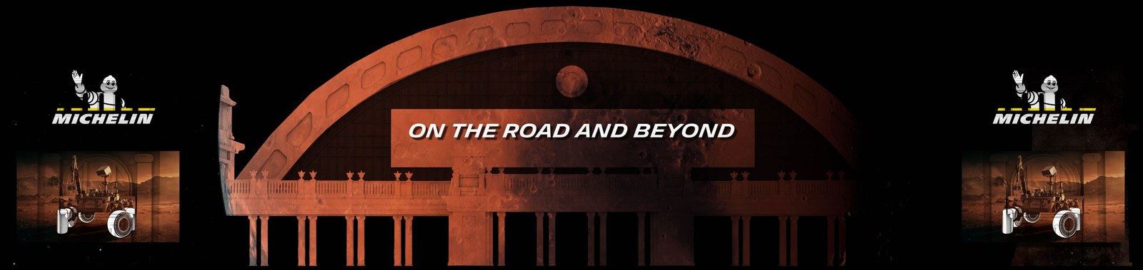 Projection Mapping ข้อความ On the Road and Beyond พร้อมภาพรถสำรวจที่ใช้ล้อ Michelin Lunar Wheel