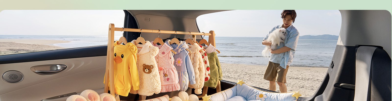 ห้องเก็บของด้านหลัง BYD Seagull เจน 2 ใส่ราวแขวนเสื้อ